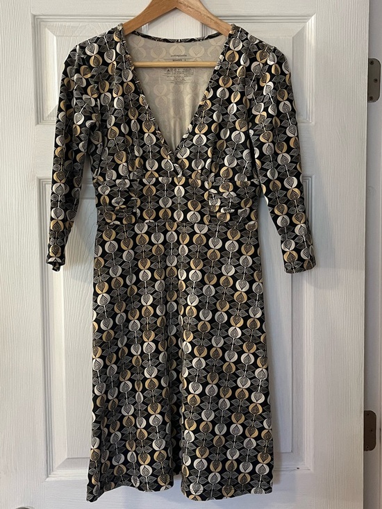 Patagonia Dresses & Skirts - Patagonia V-Neck Geometric Organic Cotton Dress MCM 3/4 Sleeve Faux Wrap Margot